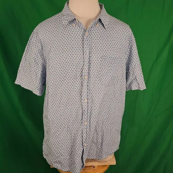 Faherty Mens Fishscale Redux Short Sleeve Stretch Playa Button Down Shirt XXL - Picture 1 of 5